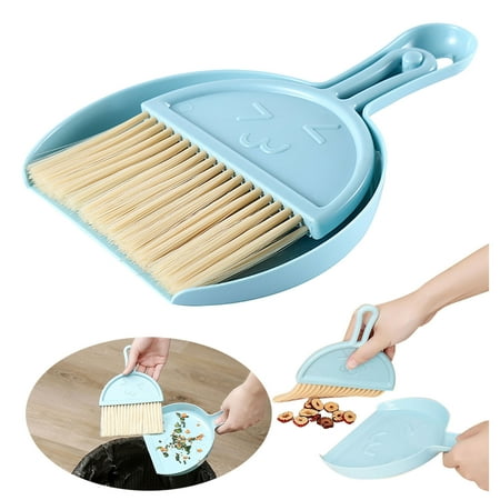 

Home Desktop Mini Cleaning Brush Small Dustpan Cleaning Kit Debris Brush Blue