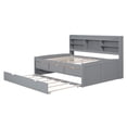 thumbnail image 5 of Full Size Wooden Captain Bed with Bookshelves, 3 Drawers and Trundle - Classic Antique Brown Storage Bed for Guest Room, Small Space, Light Grey, 5 of 16