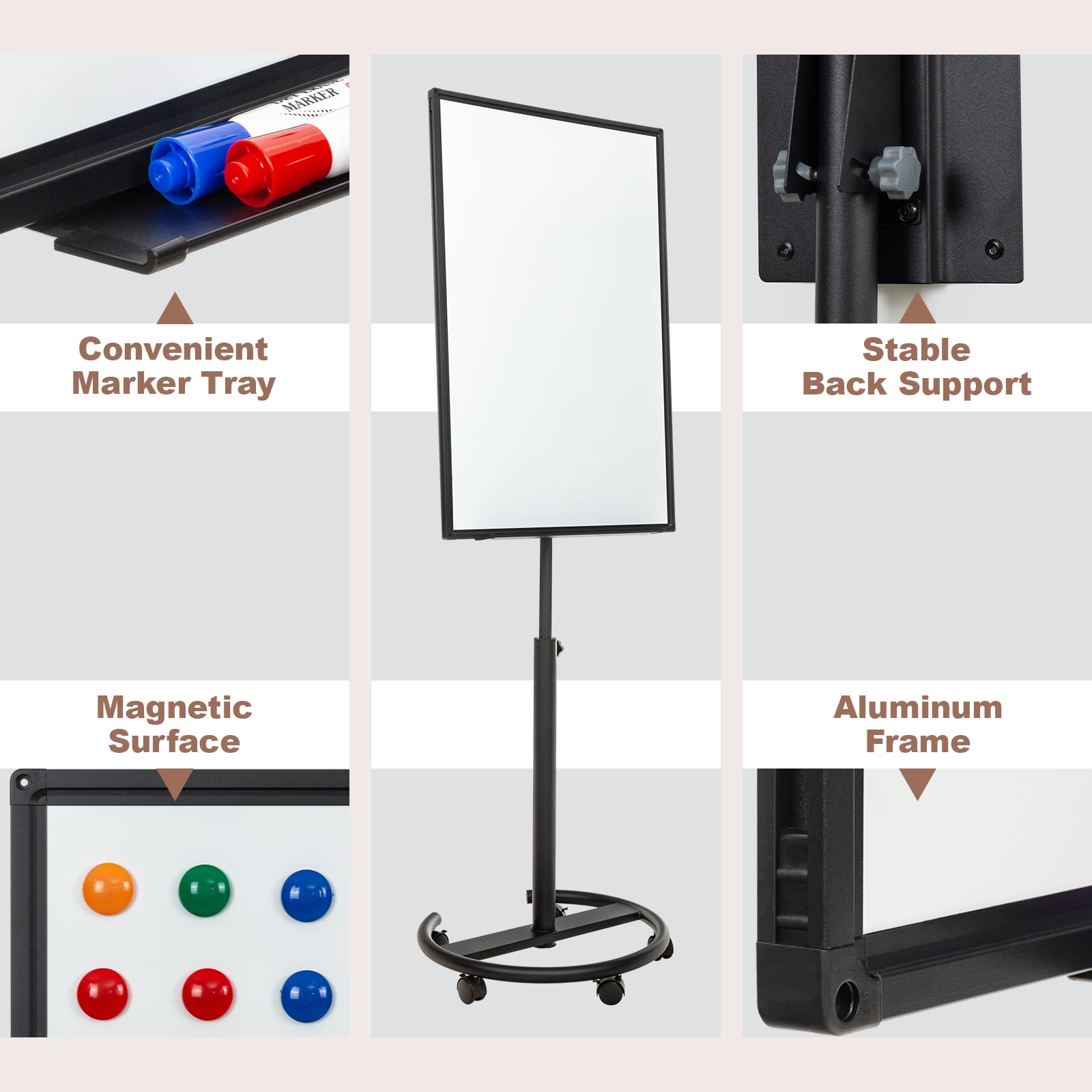 COMIX Mobile Whiteboard 36 x 24 inches, Magnetic White Board