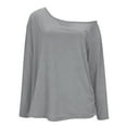 thumbnail image 5 of ZQUUVOU Women's Off the Shoulder Sweatshirt Long Sleeve Casual Pullover Oversized Trendy Spring Fall Outfits Gray, 5 of 5