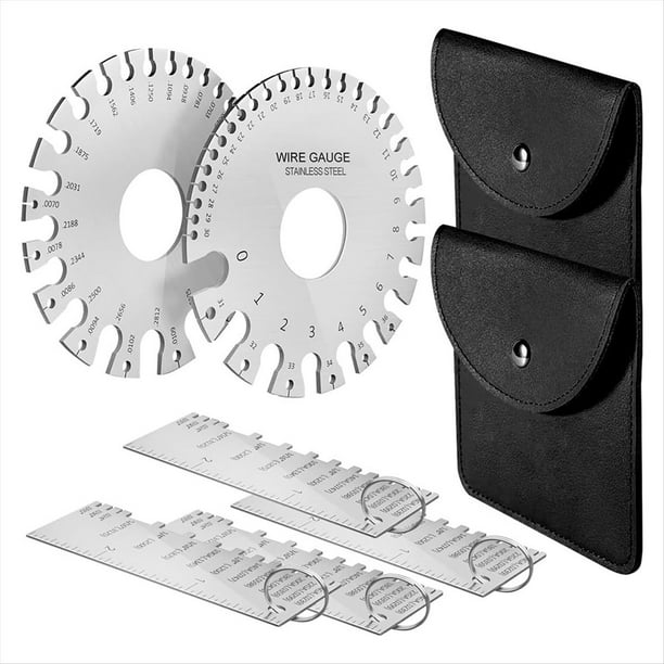Herramienta de Medición de Calibre de Alambre 8 Piezas, Herramienta de Espesor de Calibre de Metal, Calibre de Espesor de Lámina, Calibre de Lámina de Metal Redondo de Doble Cara