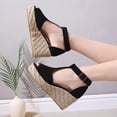 thumbnail image 3 of DPTALR Sandales à Talon pour Femmes à Bride à la Cheville d'Été en Corde de Chanvre Sandales à Talons Chaussures, 3 of 8