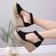 thumbnail image 3 of Sandalias de tacón de cuerda de cáñamo de verano con correa de tobillo para mujer a la moda Wmkox8yii shjk936, 3 of 8