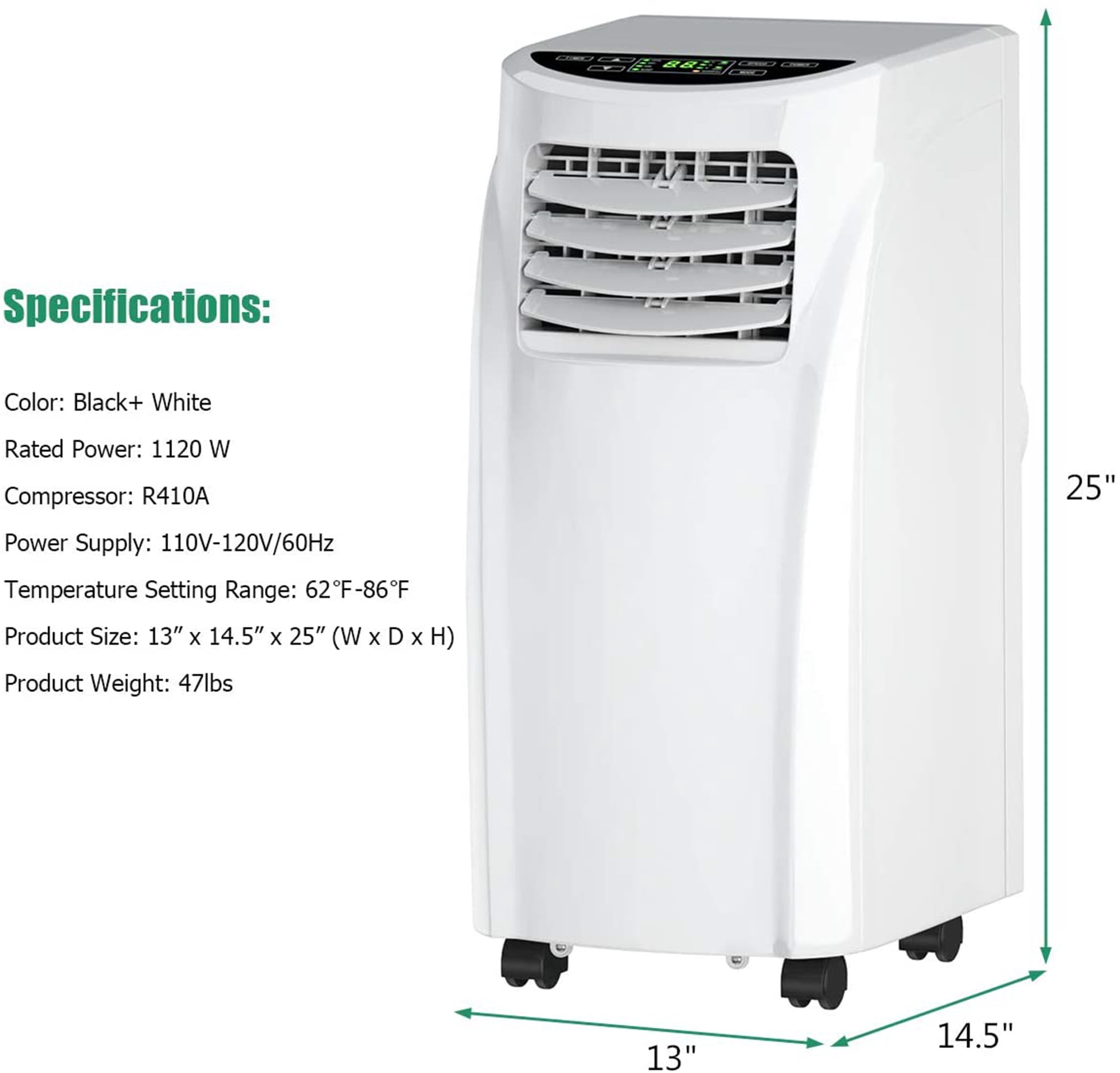 Gymax 3-in 1 Portable Air Conditioner Cooler Fan Dehumidifier 8000BTU with Wheels