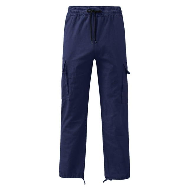 Kcodviy Mens Casual Waist Color Mens Pants Sports Hat Woven Pocket Kitchen Work Pants for Men Foot Rope Solid Pants Fabric Street Cargo Tie Mens Cargo Pants for Men Cargo Pants