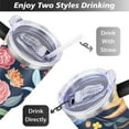 thumbnail image 5 of Colorful Vintage Flowers 40 Oz Tumbler with Handle Lid and Straw, Stainless Steel Double Walled Vacuum Insulated Cup, Cute Birthday Gifts Tumbler for Women Men Friends, 5 of 7