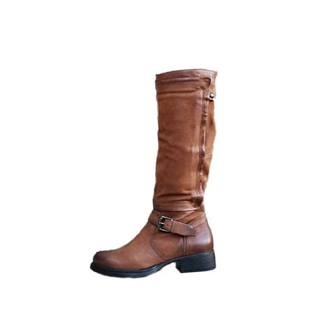 

Rdeuod Womens Winter Boots Fashion Large Size Women Autumn Long Tube Low Heeled Shoes