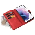 thumbnail image 6 of SaniMore Case for Samsung Galaxy S24 Plus 6.6" 2024, PU Leather Zipper Wallet + Card Holder + Detachable Wrist Strap Kickstand Magnetic Clasp 360°Protective Shockproof Business Cover, Red, 6 of 8