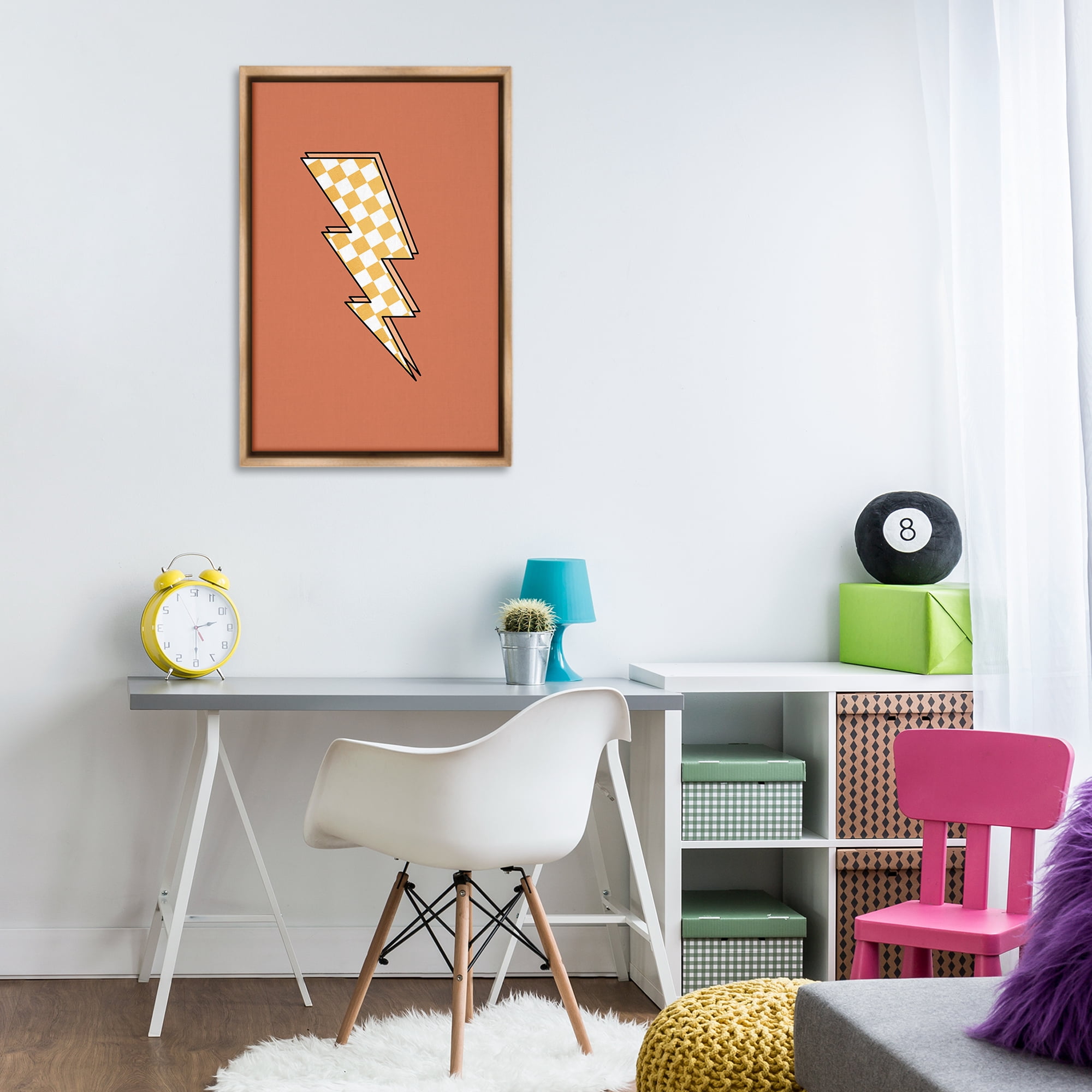 Stupell Industries Checking Lightning Bolt Abstract Painting Brown Floater Framed Art Print Wall Art, 21 x 31