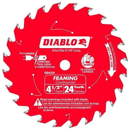 UPC: 0008925146926 | Diablo 2006231 4.5 in. Dia. x 0.37 in. Carbide Framing Saw Blade  24 Teeth