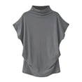 thumbnail image 1 of Aviva Femme Col Roulé Manches Courtes Coton Uni Blouse Décontractée Haut T-Shirt Plus Kh/L, 1 of 3