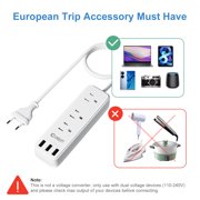 European Travel Plug Adapter – Unidapt International Power Strip with 3 USB Ports & 3 AC Outlets, 3.3ft Extension Cable, US to EU Adapter, Study Abroad & Travel Essential