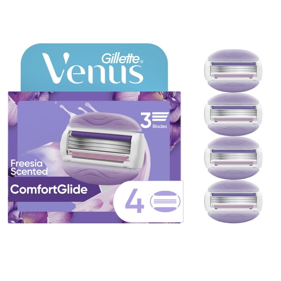 Gillette ComfortGlide Freesia Women's Razor Refills, 4 Refills (Packaging May Vary)