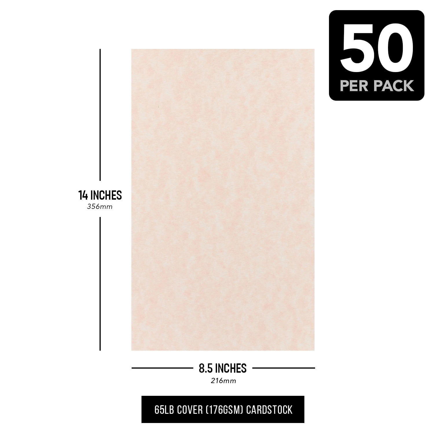 Salmon Parchment Cardstock – Multipurpose Parchment Card Stock for Certificates, Menus and Wedding Invitations | Medium Weight 65lb Cover (176gsm) | 8.5 x 14” (Legal Size) | 50 Sheets per Pack