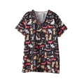 thumbnail image 2 of FAFWYP Scrubs for Women, Womens Professionals Scrubs Tops Cartoon Nursing Shirt Short Sleeve V Neck Tunic Workwear Blouse Mock Wrap Medical Working Uniform with Pockets, 2 of 8