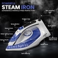 thumbnail image 2 of Plancha de vapor Utopia Home para ropa - Suela antiadherente - 1800 W con apagado automático de seguridad - Termostato ajustable, control de vapor variable, autolimpieza, cable de 2,4 m (blanco/azul), 2 of 5