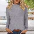 thumbnail image 2 of TRUBKH Long Sleeve Shirts for Women Turtleneck Tops for Women Going Out Tops for Women Summer Shirts for Women Shirts Round Neck Fall Tops Blouses Clothes Long Workout Tops for Women Gray 2xl, 2 of 7