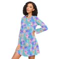 thumbnail image 3 of FORMRS Womens Long Sleeve Nightgowns Crew Neck Sleep Shirt Soft Pajamas Sizes S-3XL, Neon Starfish Pattern, 3 of 8