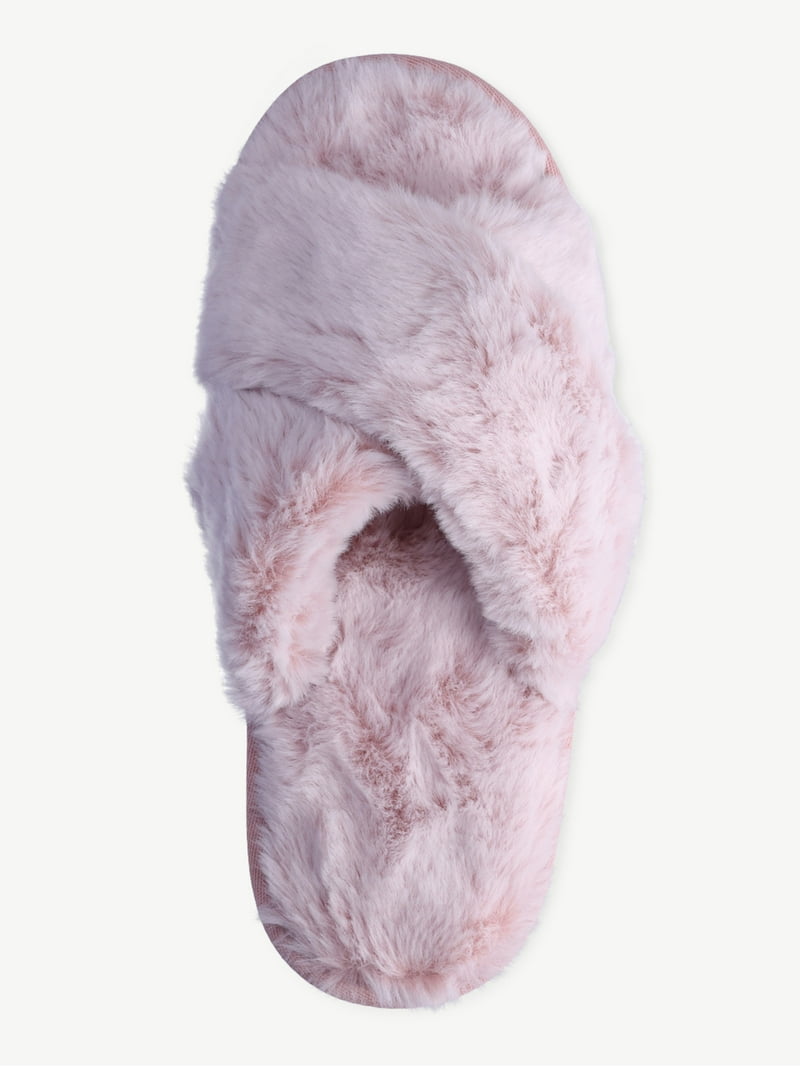 Joyspun Women's Faux Fur X-Band Slippers - Walmart.com