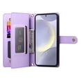 thumbnail image 3 of For Samsung Galaxy S26 Edge 5G 6.7-inch Wallet Case for Women Men Multi-Card Slots Zipper Pocket Lanyard Strap Wristlet Leather Phone Case,Purple,For Galaxy S26 Edge 5G, 3 of 7