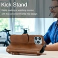 thumbnail image 4 of SaniMore for iPhone 13 Pro 6.1" Magnetic Flip Wallet Case with Card Slot & Kickstand, Premium PU Leather Case with Wrist Strap Shockproof Protective Case for Women Men, Brown, 4 of 8