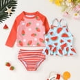 thumbnail image 2 of Younger Tree Girl 3-Piece Rashguard Swimsuit Set Baby Cute Long Sleeve Top Sling Vest Bikini Swim Suits for 18-24 Months, 2 of 6