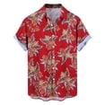 thumbnail image 7 of Men's Hawaiian T Shirt Short Sleeve Lapel Button Down Print Shirts Beach Tops Wine 3XL, 7 of 7