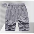 thumbnail image 4 of OSOLU Solid Color Men's Cozy Twill Cargo Shorts Cotton Drawstring Stretch Summer Short With Pockets Fashionable Classic Leisure Bottoms, 4 of 4