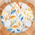 thumbnail image 4 of 44in Round Tablecloth with Elastic Edge, Waterproof Fitted Table Cover for 36-44" Tables, Floral Theme Polyester Reusable Table Cloths Wipe Clean for Picnic, Dining, Outdoor Use and Party Decor, 4 of 7
