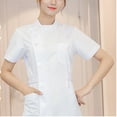 thumbnail image 5 of Scrub Dresses for Women Casual Solid Color Short Sleeve Nur-se Working Uniform Pockets Stretchy V-Neck Holiday Workwear White, 5 of 5