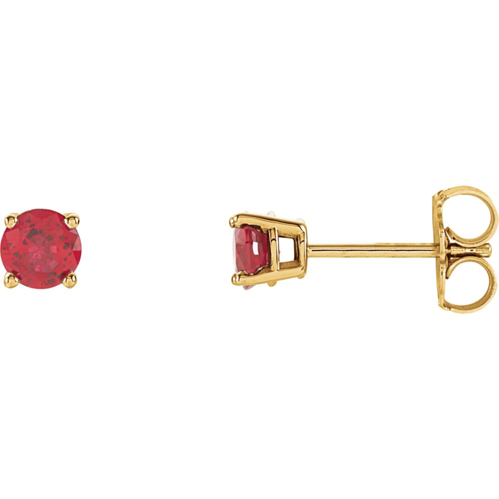 Diamond2Deal 14K Yellow Gold 4 mm Round Created Ruby Stud Earrings