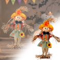 thumbnail image 3 of Clearance Sale | 13.78 Inch Handcrafted Pumpkin Witch Scarecrow Figurine, Rustic Thanksgiving Fall Decor, 3 of 9