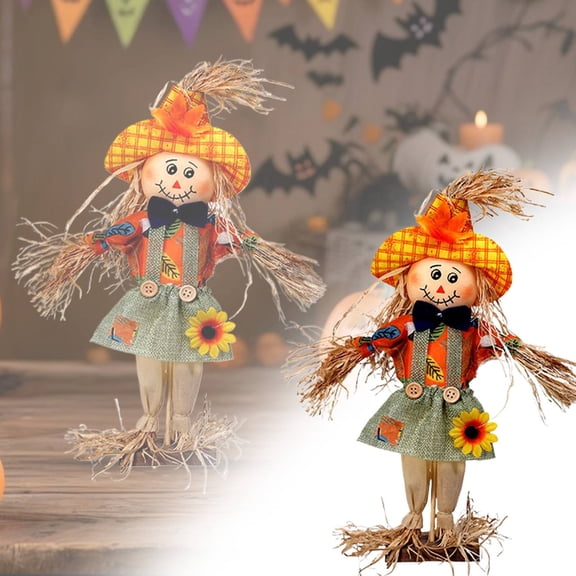 Clearance Under $2.9! 1 Pack Fabric Scarecrow Pumpkin Figurine, Rustic Fall Thanksgiving Decor