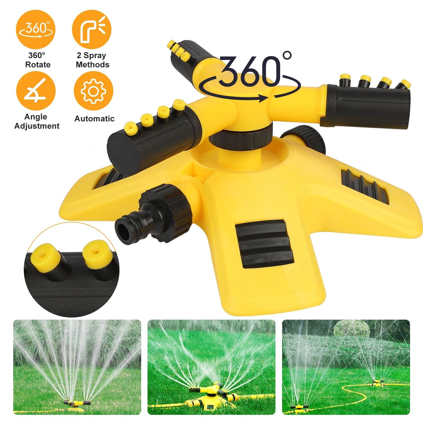 Garden Lawn Sprinkler 360°Auto Spray Grass Watering Irrigation System