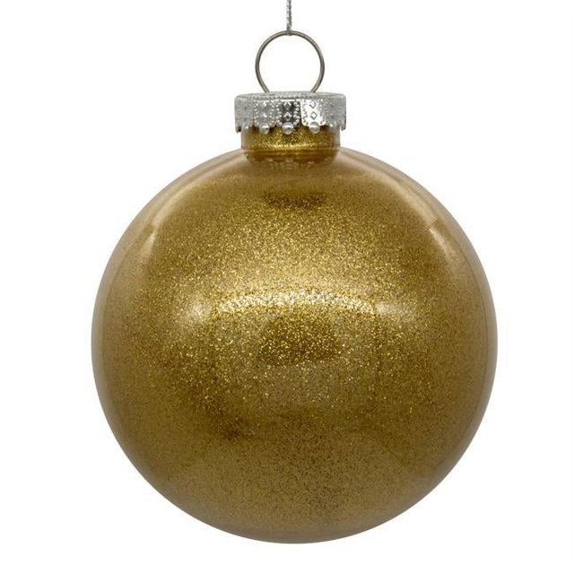 Vickerman N211508 Boule Transparente Pailletée de 6 Po, Or - Lot de 4
