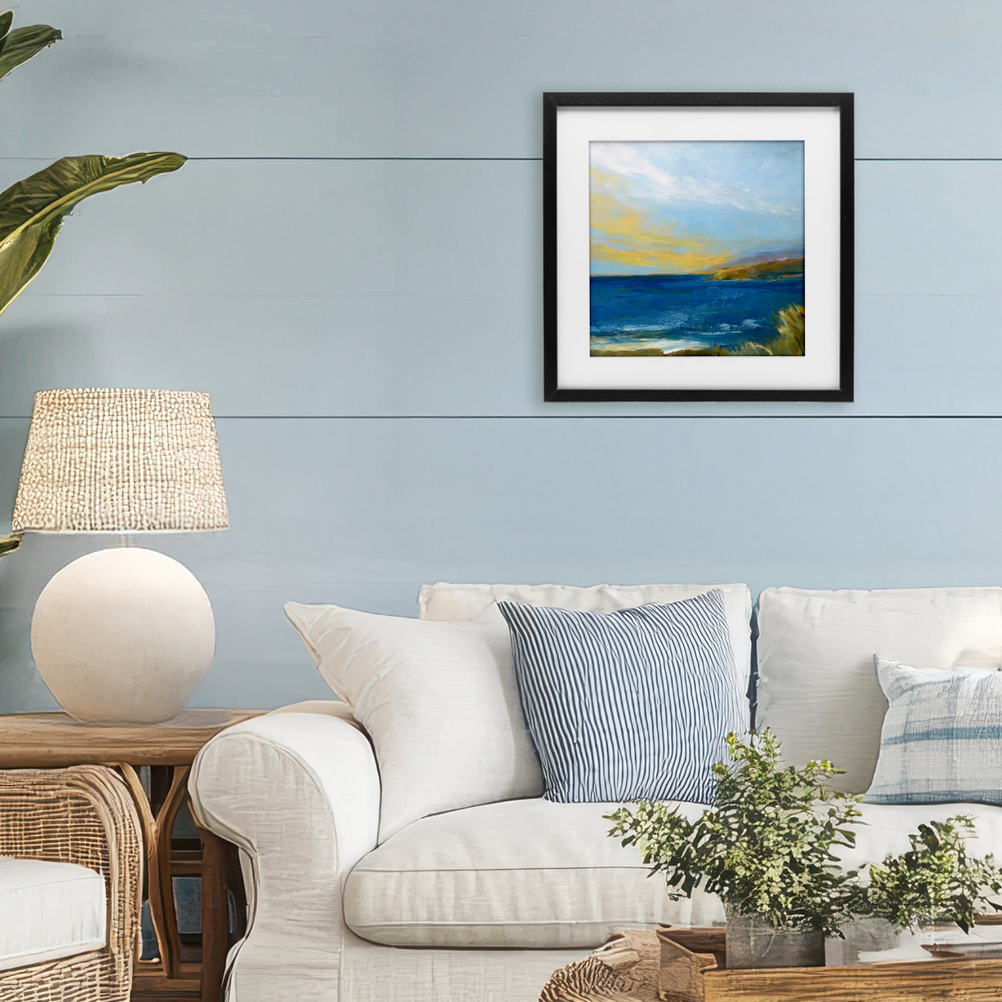 Stupell Industries Vibrant Ocean Light at Dusk Black Framed Print Under Glass, design by Patrick Dennis