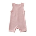 thumbnail image 2 of Gureui Infant Baby Boy Girl Summer Ribbed Romper, Sleeveless Crew Neck Solid Color Button Closure Long Leggings Jumpsuit, 2 of 8