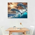 thumbnail image 2 of ONETECH Wall Decorations For Living Room Large Size Canvas Wall Art For Bedroom Blue Waves Of The Sea Wall Pictures Artwork Modern Office Canvas Art Print Dolphins Wall Paintings  20x16in, 2 of 6