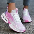 thumbnail image 2 of Mesh Running Shoes for Women Chunky Air Cushion Fashion Sneakers Lace up Antislip Trainers Athletic Shoes Lightweight Walking Shoes Hot Pink Size 6.5, 2 of 5