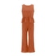 thumbnail image 4 of Conjunto de dos piezas para mujer: top corto sin mangas con volantes y pantalones anchos, cintura elástica, bolsillos, conjunto informal de verano, 4 of 7