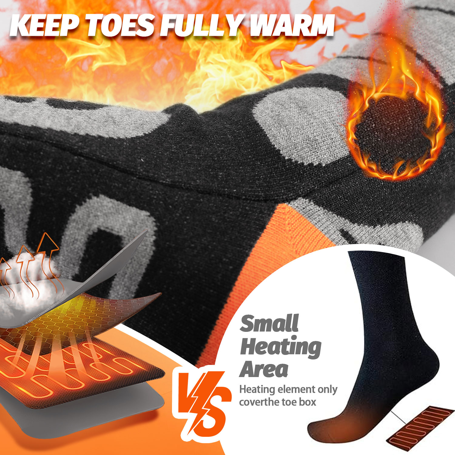 ASKITO Heated Socks for Men Women, APP Control 5000mAh Rechargeable Battery, Electric Heated Socks with 4 Heating Levels for Winter Outdoor Camping Motorcycle Skiing Foot Warmer
