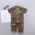 thumbnail image 2 of Gbsyewxs Girls Outfits Sets Lapel Short Sleeve Leopard Print Tops And Shorts Set 2 Piece Soft Summer Toddler Outfits Coffee Size 2-3 Years, 2 of 8