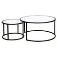 thumbnail image 1 of Pemberly Row Table Basse Ronde en Métal Double Emboîté en Noir avec Plateau en Verre, 1 of 3
