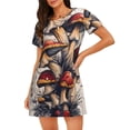 thumbnail image 1 of Easygdp Cute Forest Mushrooms Camisón de manga corta para mujer, informal, estampado, 1 of 6
