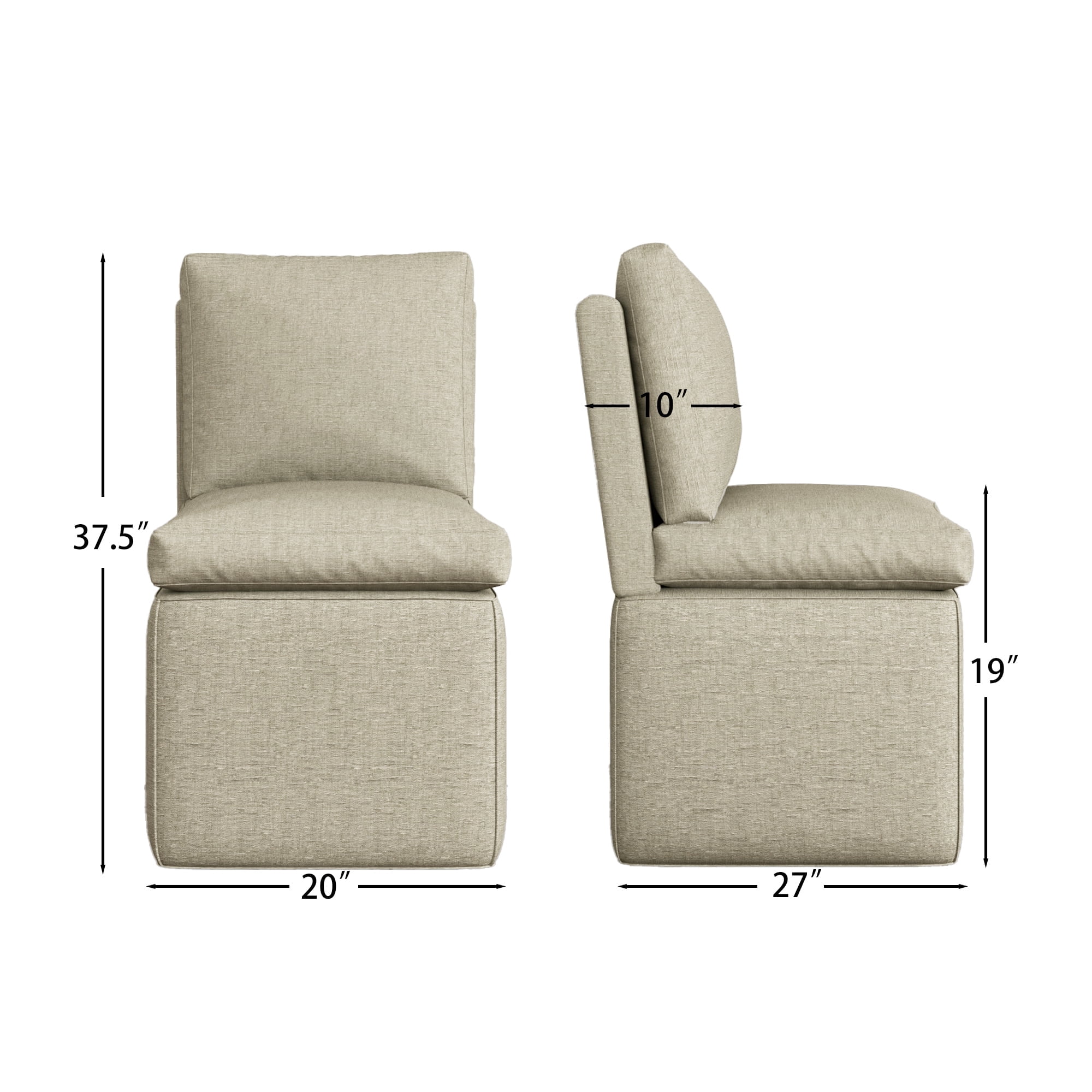 Upholstered Dining Chairs with Casters, Modern Dining Room Chairs Set of 2 with Hidden Storage, Single Sofa Chair for Kitchen, Reading Room, Gray