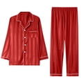 thumbnail image 4 of Conjunto de pijama de dos piezas para niños, con camiseta y pantalón de color liso de manga corta y Navidad., 4 of 6