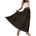 thumbnail image 5 of Women's Casual High Waist Drawstring A-line Maxi Skirt With Pockets Coffee S, 5 of 5