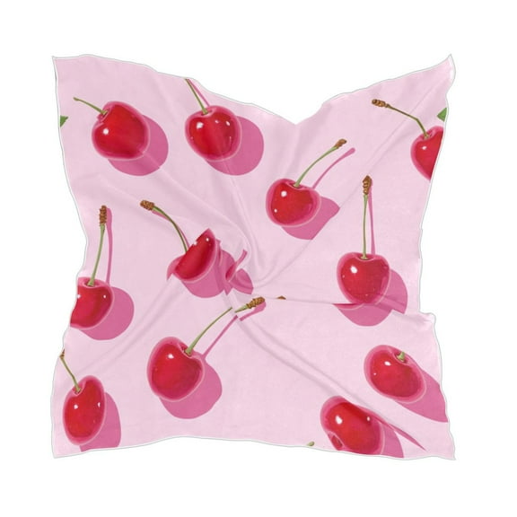 Red Cherries Women's Fashion Soft Scarf Square Satin Head Scarf Neck Scarf Head Hair Wraps