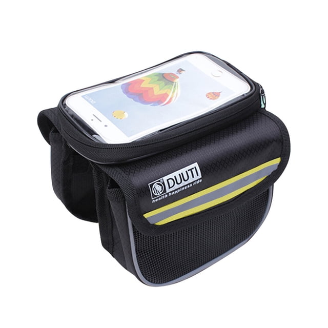Toystoory Front Bike Bag Servicio prolongado Material premium Colores surtidos Bolsa impermeable para ciclismo Soporte para teléfono Ciclismo Amarillo【L】
