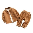 thumbnail image 3 of Swuxness Boys Shirt Top Set, Kids Long Sleeved Sets, Printed Sweatshirt and Pants Two-piece Set for Children's Clothing Girls' Long Sleeved Pants Set Brown, 1 Years, 3 of 5